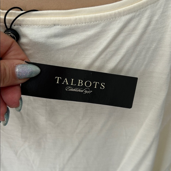 Talbots Cream Ruffle Front Tee - Picture 6 of 9